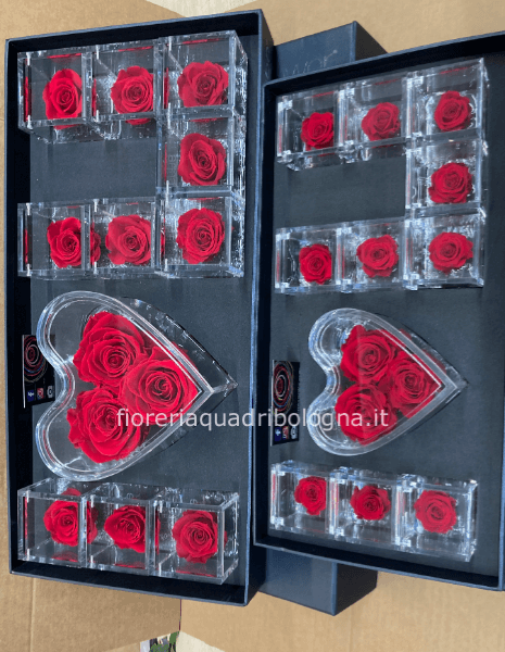 COMPOSIZIONE ROSE STABILIZZATE I LOVE YOU